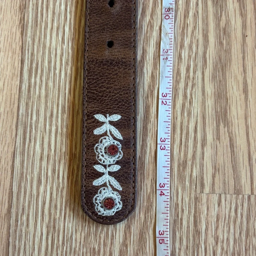 Embroidered Brown Belt with Floral Design kids size XL